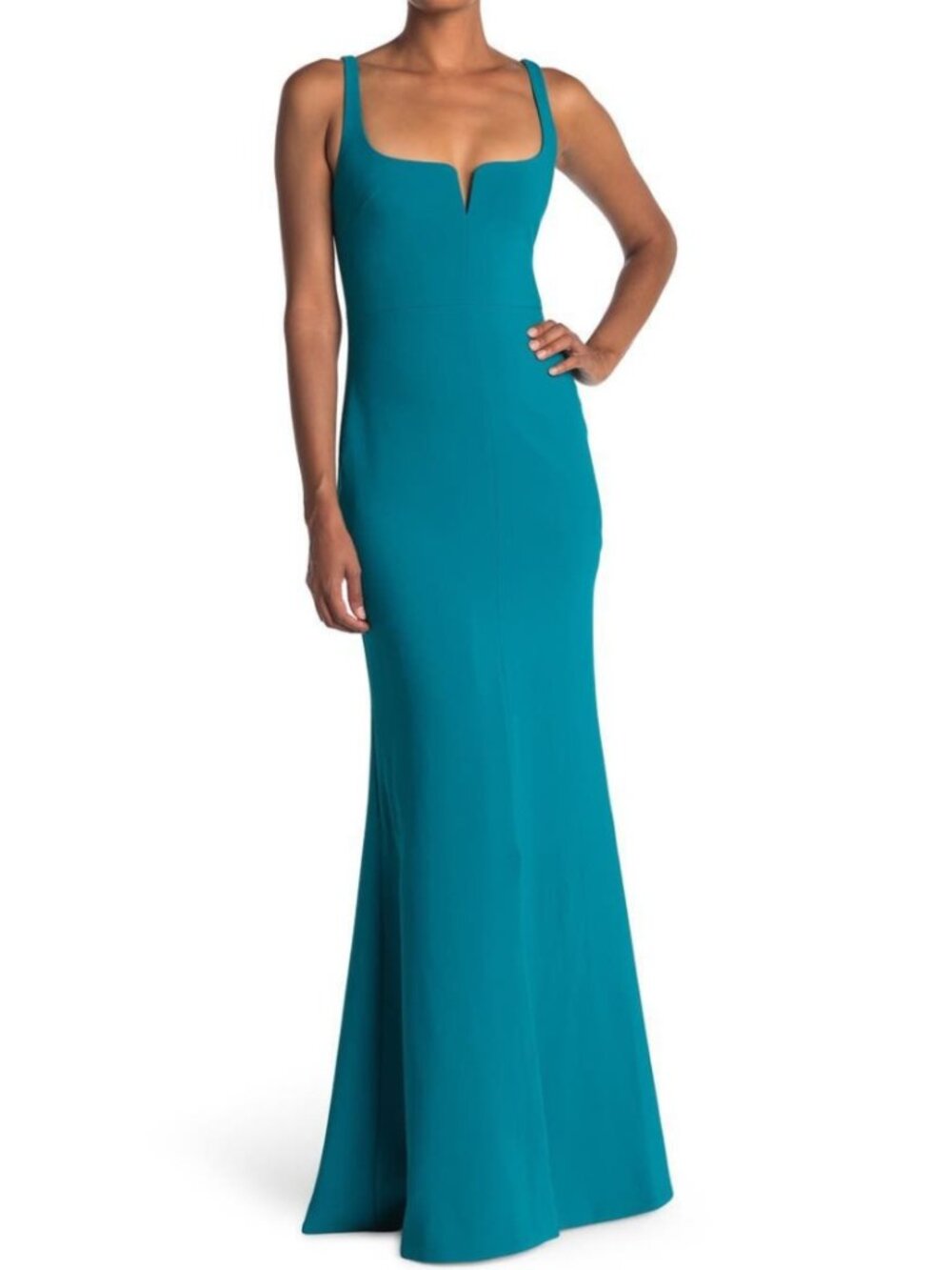 Likely Constance Front Slit Full Length Gown in Teal Sz. 6 NWT
